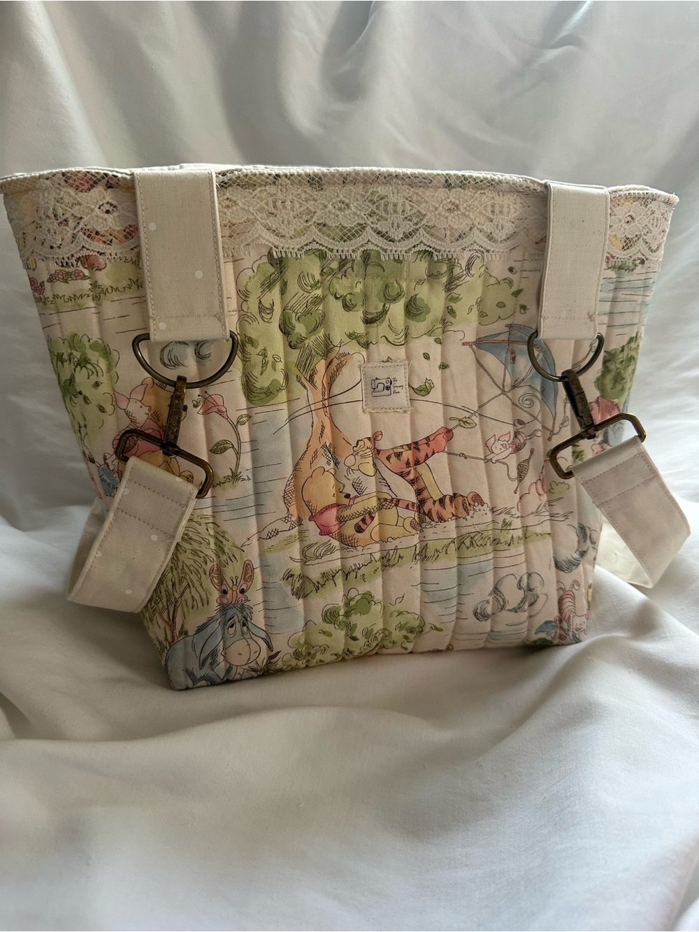 Handmade quilted stroller caddy bag